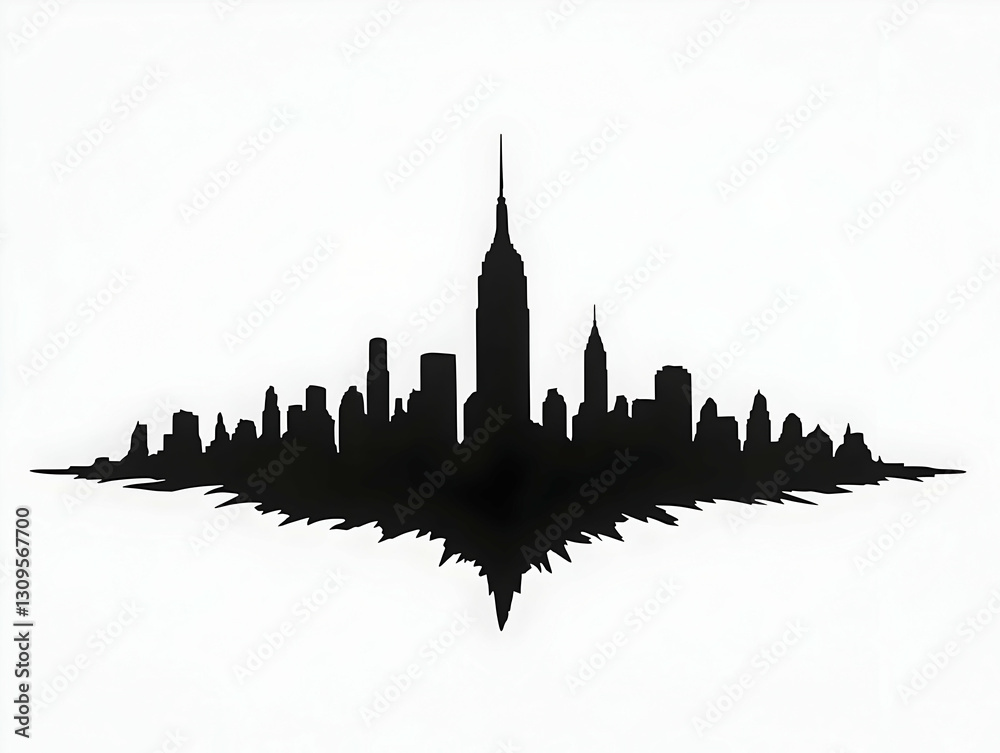 Fototapeta premium Cityscape Silhouette Illustration