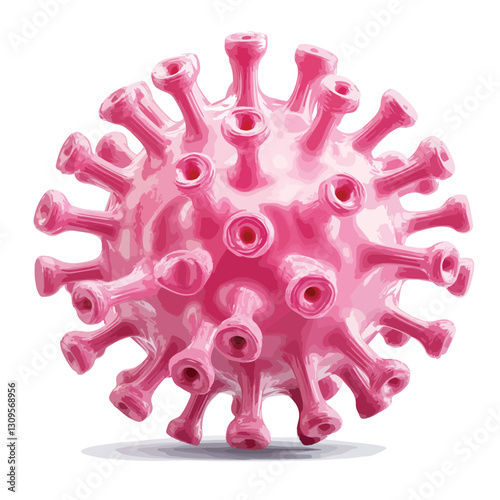 Pink Virus 3D Render Isolated Icon Cutout