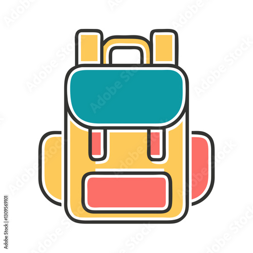 Colorful backpack icon, school and travel accessory