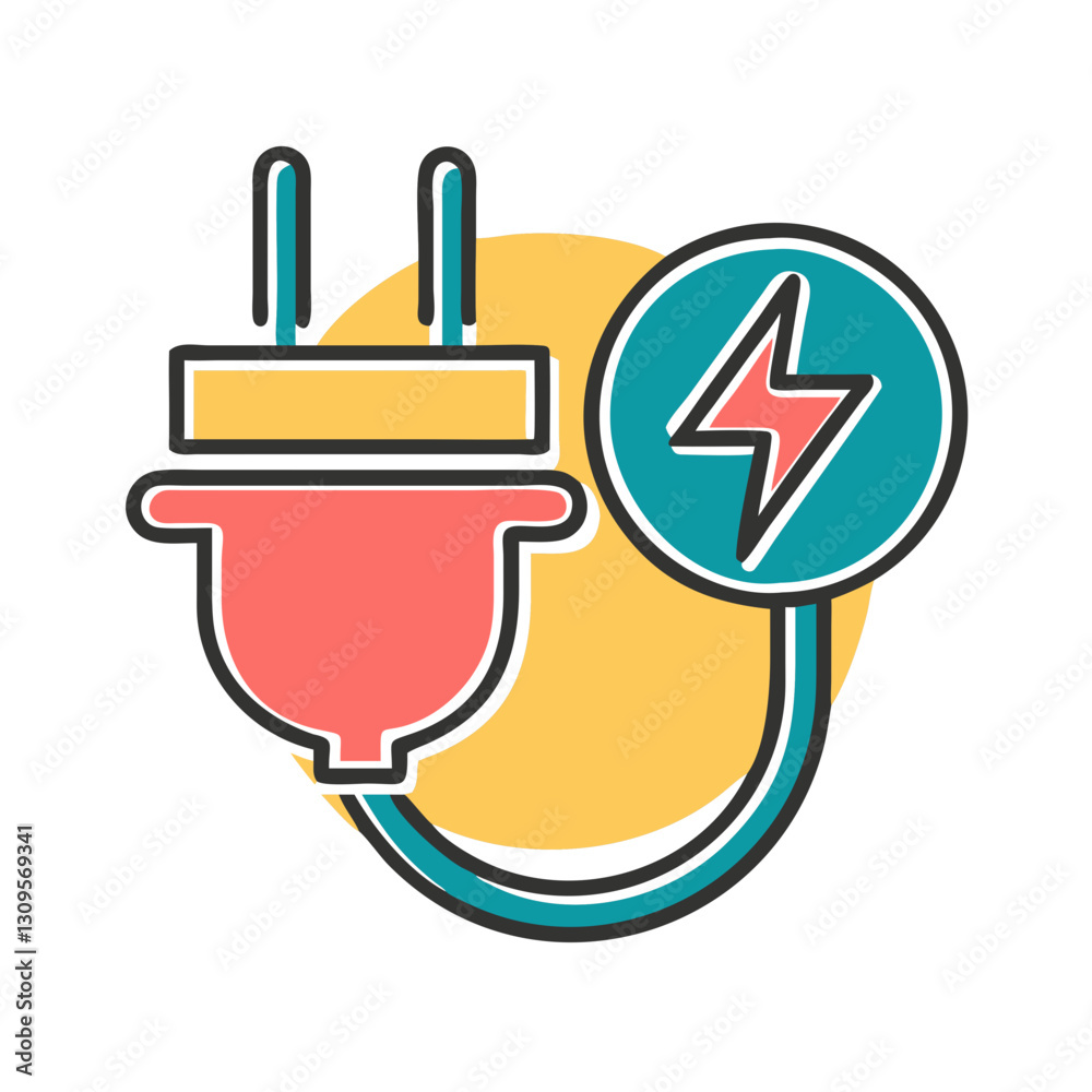 Electric plug icon, power and connection symbol Electric plug icon, power and connection symbol