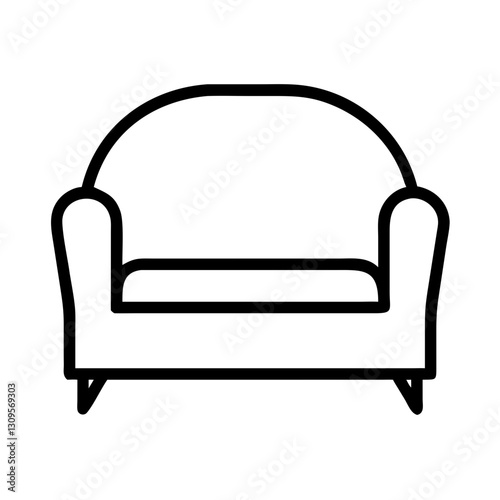 Minimalist couch icon, modern interior furniture