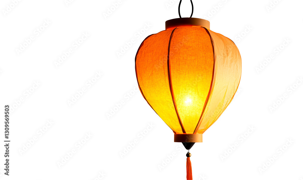 Obraz premium Elegant Lantern with Warm Light for Soft, Floating Atmosphere Isolate on Transparent Background, cutout, png
