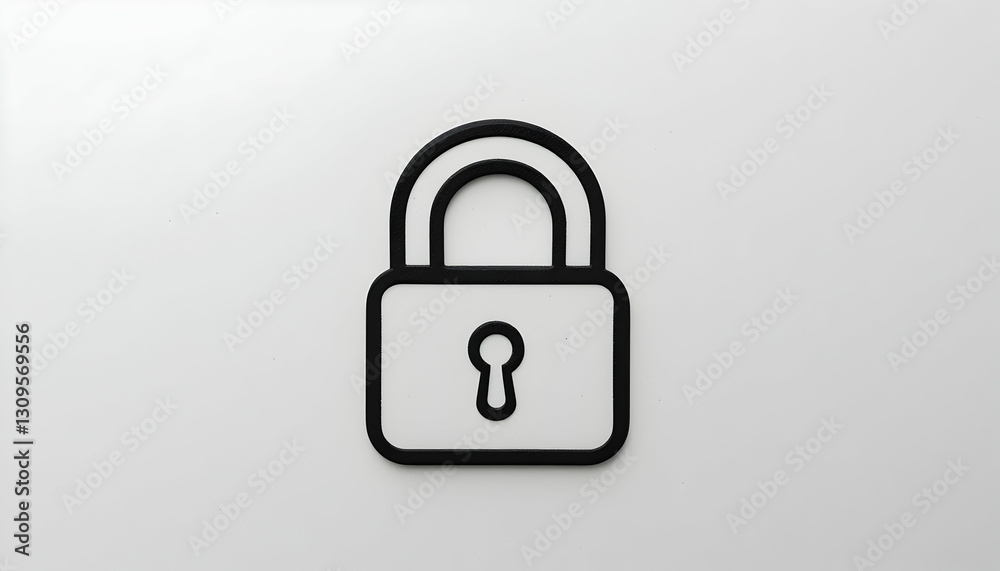 Padlock Icon on White Background Simple Black Outline Security Concept Padlock Icon on White Background Simple Black Outline Security Concept