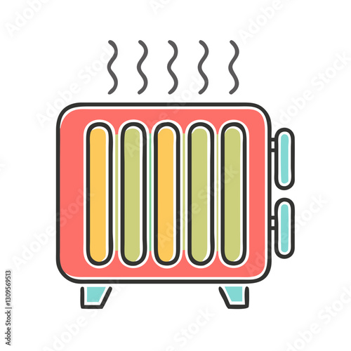 Heater icon, red and yellow, home and office heating concept
