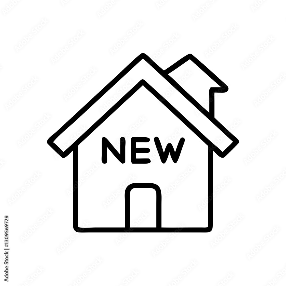 New home icon, black and white, real estate and housing concept New home icon, black and white, real estate and housing concept
