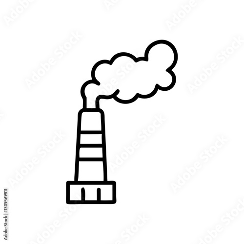 Chimney with smoke icon, pollution and heating concept