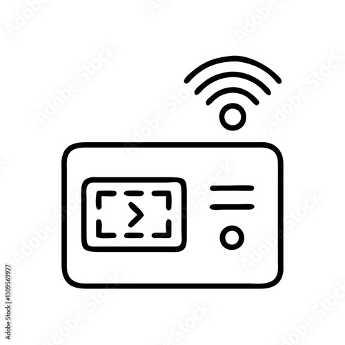 Smart thermostat icon, black and white, home climate control