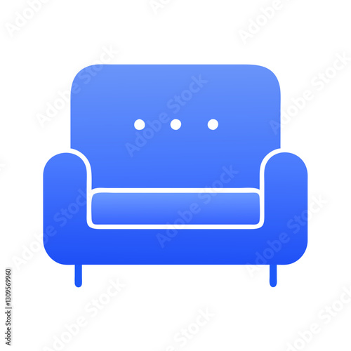 Blue couch icon, modern home furniture