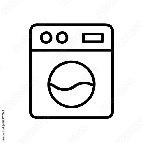 Laundry appliance icon, black and white, household washing and cleaning