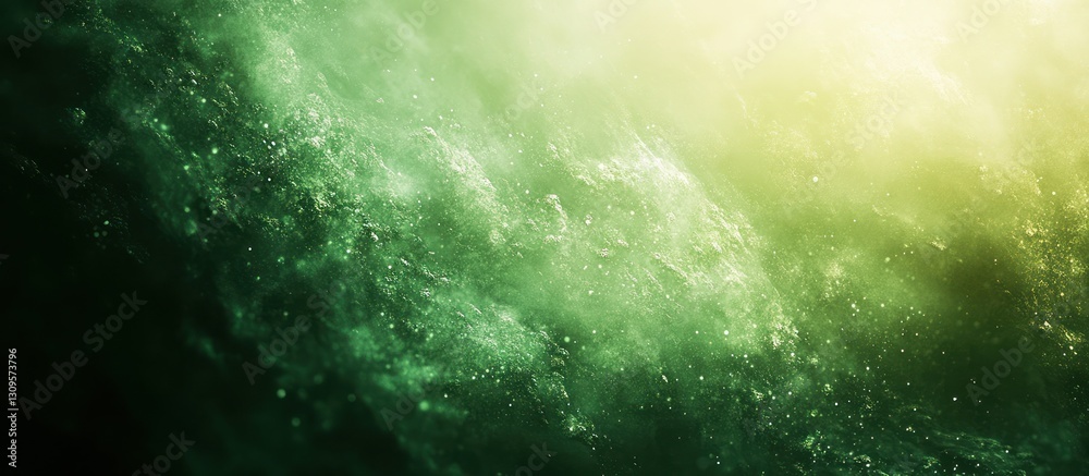 Fototapeta premium Green nebula swirls, cosmic dust, space background, design