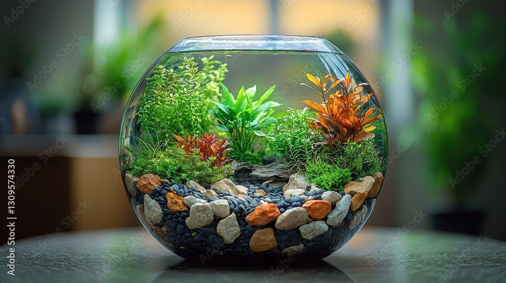Round Aquarium Terrarium with Plants Round Aquarium Terrarium with Plants