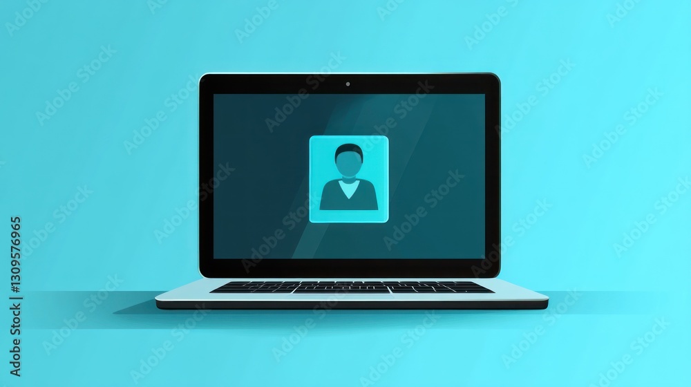 Laptop screen showing user profile Laptop screen showing user profile