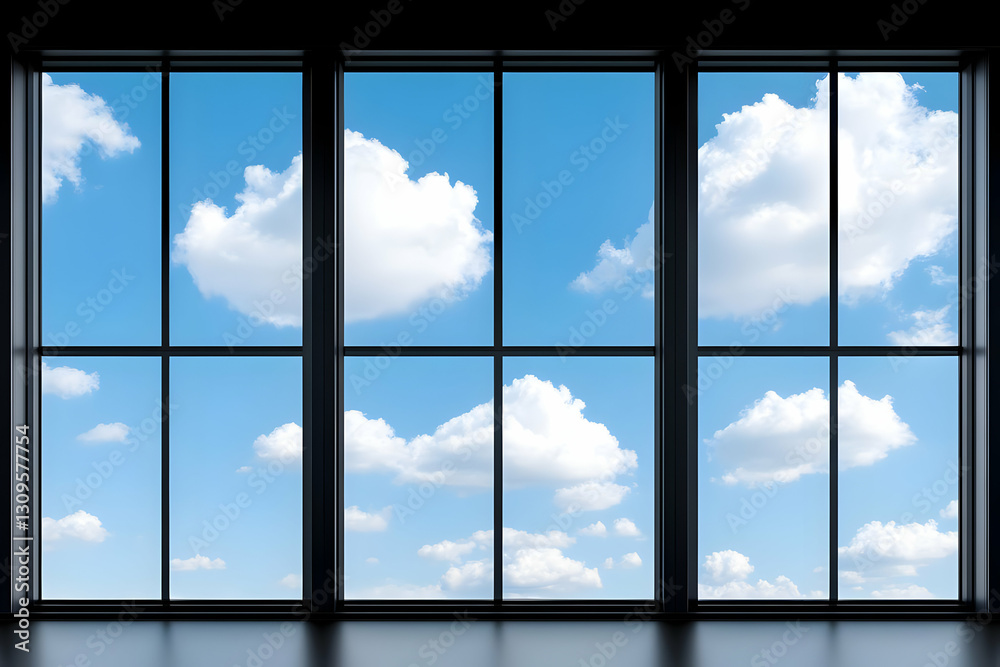 Fototapeta premium Sky View Window 3D Illustration
