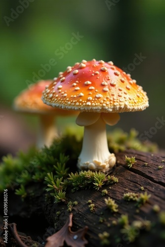 Oysterling crepidotus variabilis fungi on wooden surface, mushrooms, wood photo