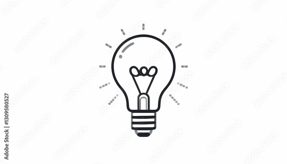 Light Bulb Line Art Icon Shining with Idea Sparking Energy Light Bulb Line Art Icon Shining with Idea Sparking Energy