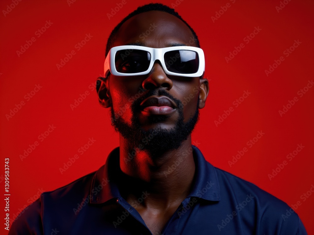 Obraz premium Portrait of a Man Wearing White Sunglasses