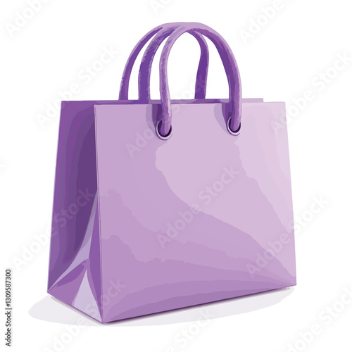 3D Render of Purple Shopping Bag Icon Isolated on White Background