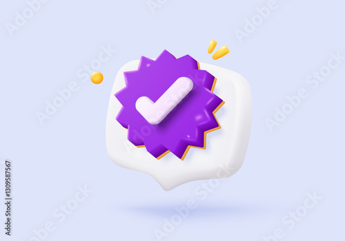 3d check mark sign icon on bubble. check list button best choice for right, success, tick, accept, agree on application. 3d choose correct icon vector with shadow render illustration