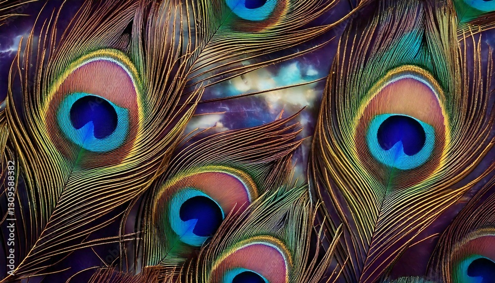 Fototapeta premium Peacock Feather Marble marble background mimicking peacock feathers
