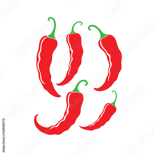 Red hot chili pepper logo design concept vector solid fresh spicy food illustration.