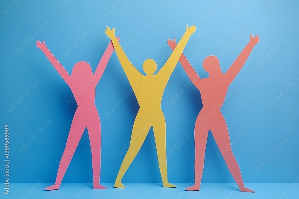 Colorful Paper People Celebrating Success Together6 Colorful Paper People Celebrating Success Together6