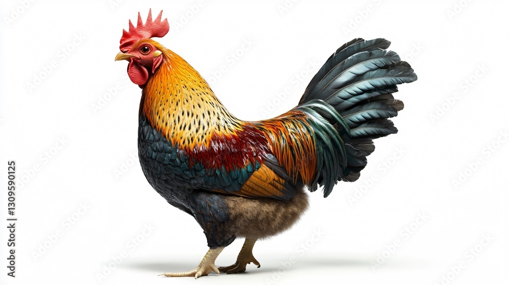 Fototapeta premium Vibrant Double Color Exposure Bantam Chicken