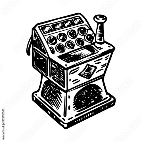 A vintage style illustration depicting a baccarat machine