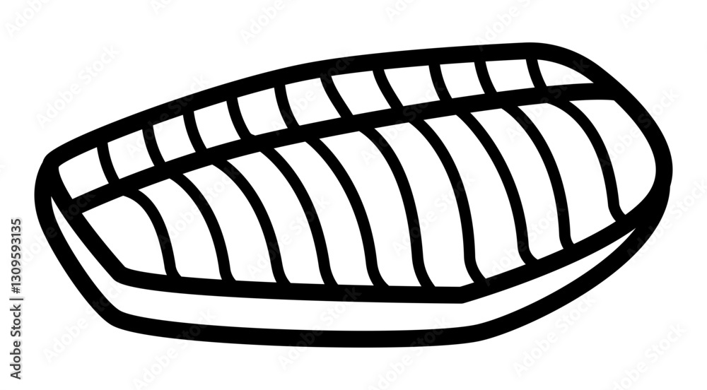 icon fish steak with a detailed texture featuring curved lines representing the muscle fibers and a thick-cut shape. icon fish steak with a detailed texture featuring curved lines representing the muscle fibers and a thick-cut shape.