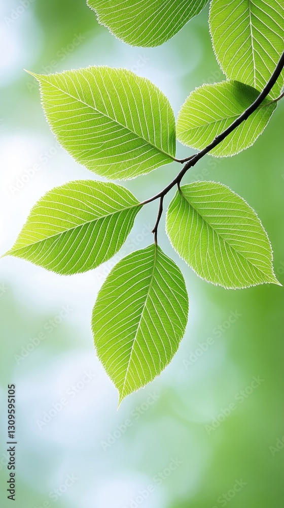 Fresh green leaves adorned with white flowers bring elegance to a serene natural setting, radiating tranquility and life Fresh green leaves adorned with white flowers bring elegance to a serene natural setting, radiating tranquility and life