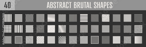 Abstract brutal shapes geometric. Memphis design, retro elements for web, vintage, advertisement, commercial banner, poster, leaflet, billboard, sale. Collection trendy halftone.