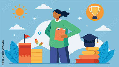 Despite facing financial setbacks and challenges a person shares their inspiring story of recovering from student loan default through determination. Vector illustration
