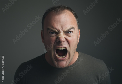 Angry Man Yelling – Intense Facial Expression