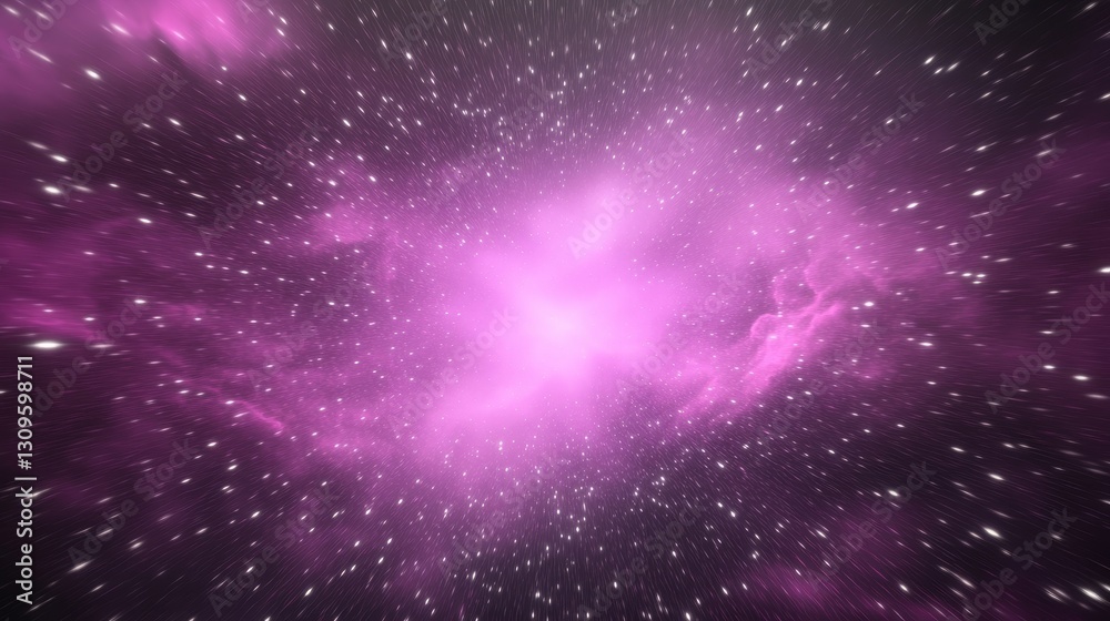 Fototapeta premium Cosmic Nebula Burst - Vibrant pink nebula with bright center, cosmic dust and stars, great for backgrounds or science fiction projects
