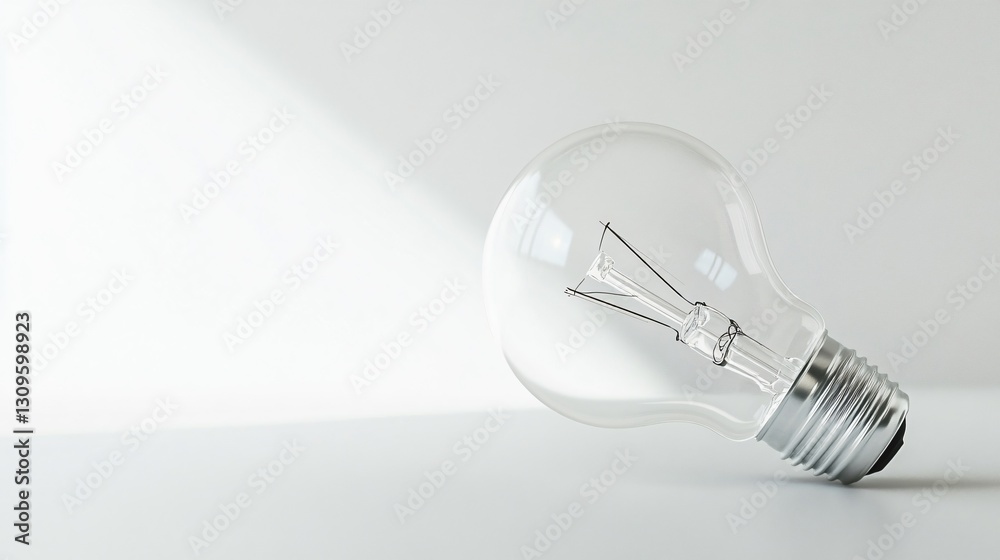 Clear Lightbulb on White Surface for Illumination Clear Lightbulb on White Surface for Illumination