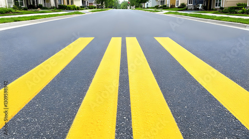 Wallpaper Mural Asphalt Road with Yellow Stripes Illustration Torontodigital.ca