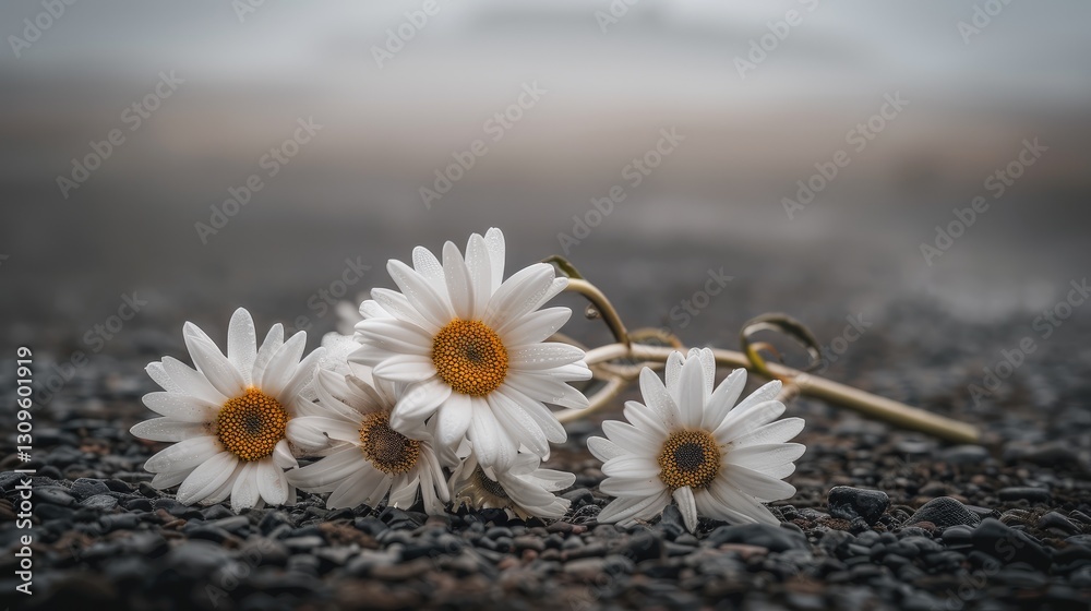 Obraz premium A bouquet of white daisies lies 