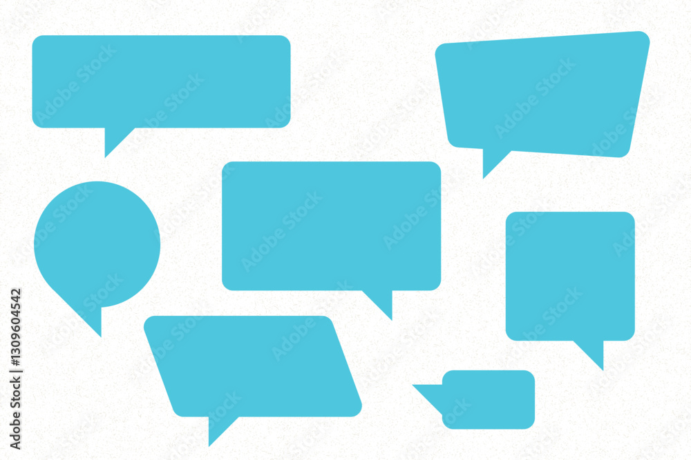 Speech Bubbles Unificated Parametrs Set of Circle Distorted Rectangle and Square Blank Trendy Shapes - Blue Elements on White Noisy Background - Flat Graphic Design Speech Bubbles Unificated Parametrs Set of Circle Distorted Rectangle and Square Blank Trendy Shapes - Blue Elements on White Noisy Background - Flat Graphic Design