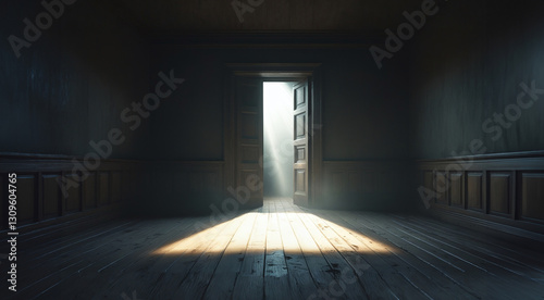 Illuminated Passage: Beams of Light Through a Dark Room