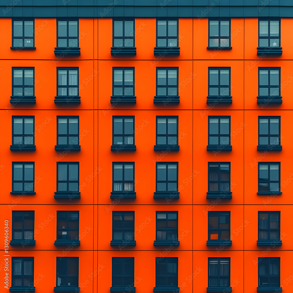 Fototapeta premium Vibrant Orange Building Facade Illustration