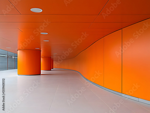 Abstract Orange Architecture Corridor Illustration