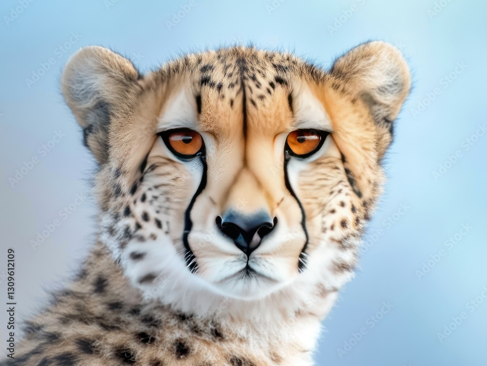 Minimalist close up of cheetah face in calm natural light Minimalist close up of cheetah face in calm natural light