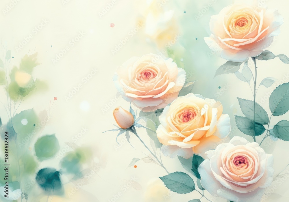 Fototapeta premium Soft pastel roses in bloom, creating a serene and elegant atmosphere
