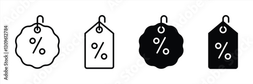 Set of Discount Icon, price discount, tag discount, promotion. Vector Illustration