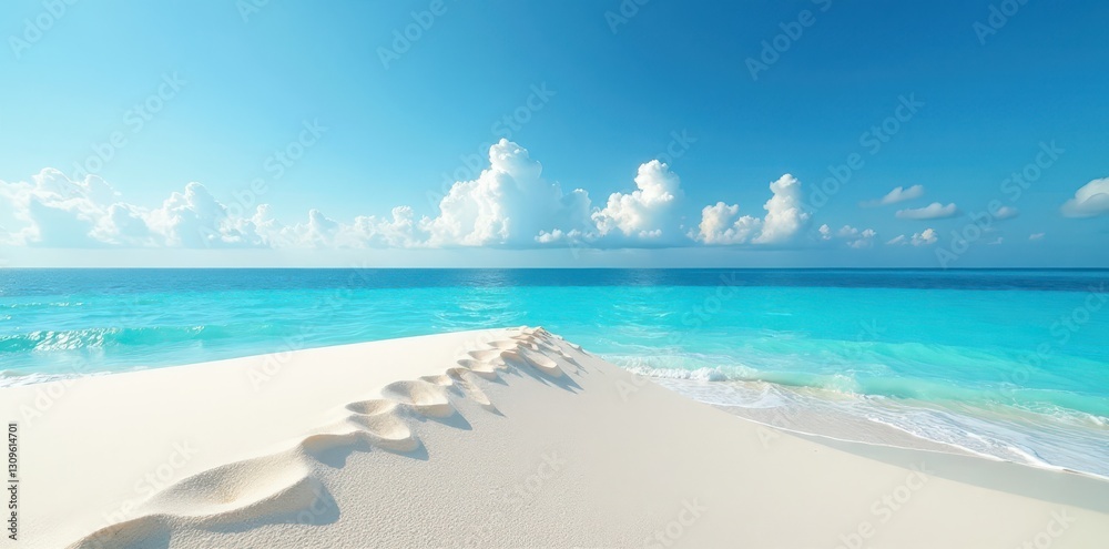 Obraz premium Fine white sand slopes to a tranquil azure sea , beautiful, travel