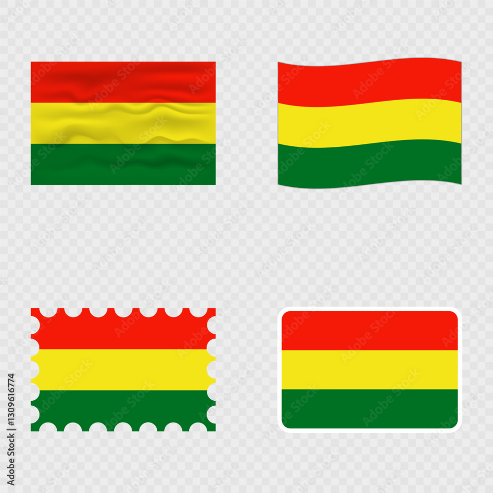 Obraz premium Bolivia national flag in four different styles.
