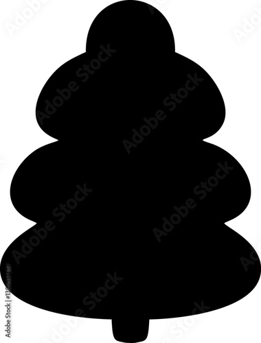 Stylized simple winter vector christmas tree icon silhouette on white background