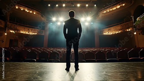 Confident and professional man standing on a stage
