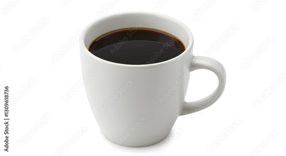 Simple White Mug with Freshly Brewed Coffee on white background Simple White Mug with Freshly Brewed Coffee on white background