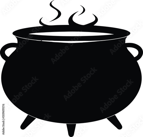 A cauldron black silhouette on white background. Cauldron Vector Icon Isolated