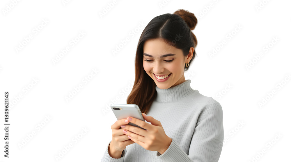 Photo of happy women using mobile phone isolated on transparent background.png Photo of happy women using mobile phone isolated on transparent background.png